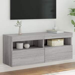 [837216] Ścienna szafka TV z LED, szary dąb sonoma, 100x30x40 cm