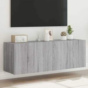 [837313] Ścienne szafki TV z LED, 2 szt., szary dąb sonoma, 60x35x41 cm