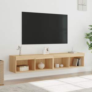 [837146] Szafki TV, z LED, 2 szt., kolor dąb sonoma, 80x30x30 cm
