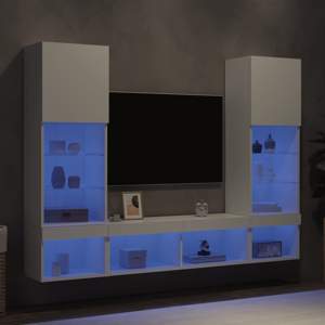 [3216690] 5-częściowy zestaw mebli TV z LED, biały