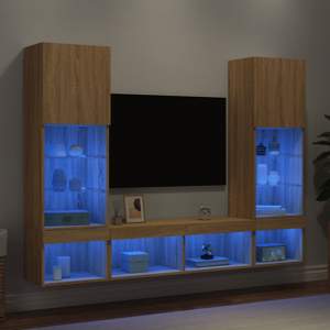 [3216692] 5-częściowy zestaw mebli TV z LED, dąb sonoma