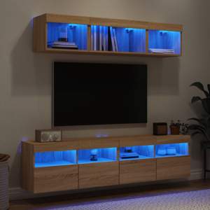 [3216720] 5-częściowy zestaw mebli TV z LED, dąb sonoma