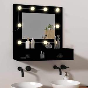 [833520] Szafka z lustrem i oświetleniem LED, czarna, 60x31,5x62 cm
