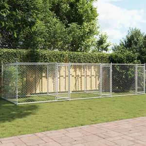 [3209574] Klatka dla psa, z drzwiami, szara, 6x2x1,5 m, stal