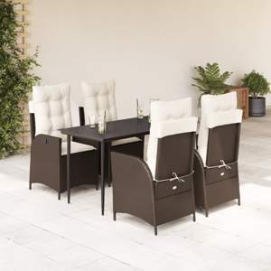[3213197] 5-cz. zestaw mebli ogrodowych z poduszkami, brązowy, polirattan